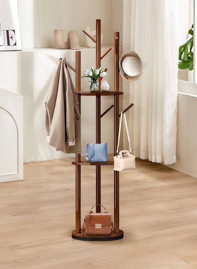 حامل معاطف خشبي قائم بذاته، شجرة معاطف بـ 9 خطافات للمعاطف والقبعات والأوشحة والحقائب، حامل معطف خشب الجوز للمدخل والردهة والصالة والمكتب والغرفة، سهل التركيب - Image 2